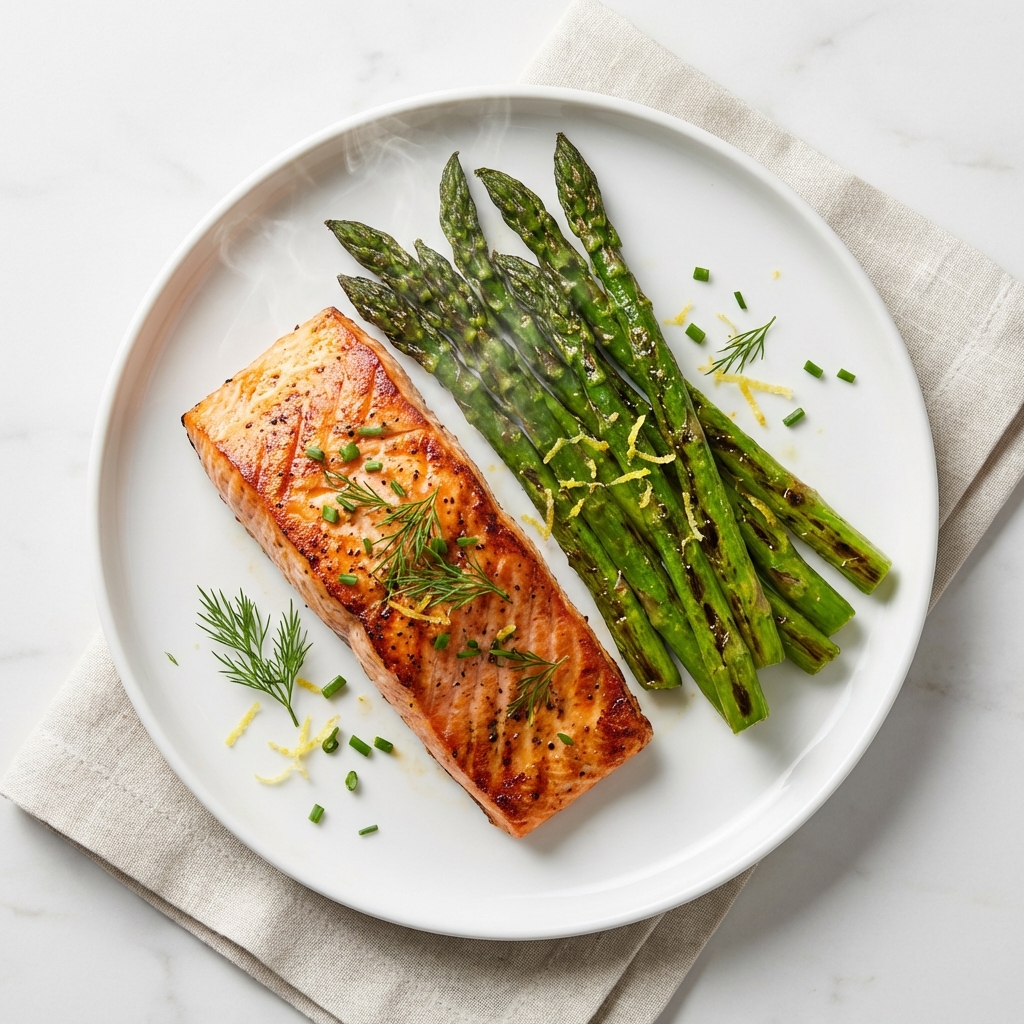 Grilled Salmon with Asparagus - Low carb diabetes-friendly meal